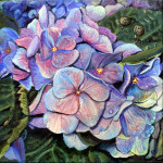 Hortensia, acryl op doek, 30 x 30 cm, in opdracht